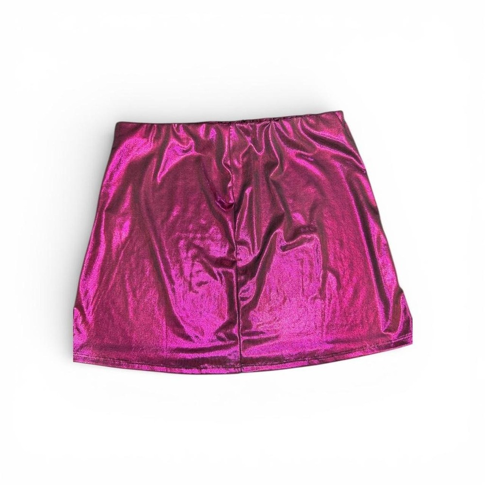 Pink metallic mini skirt